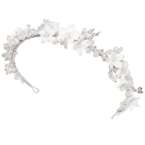 Floral Wedding Headband in Silver with Crystals, 7840 SALE