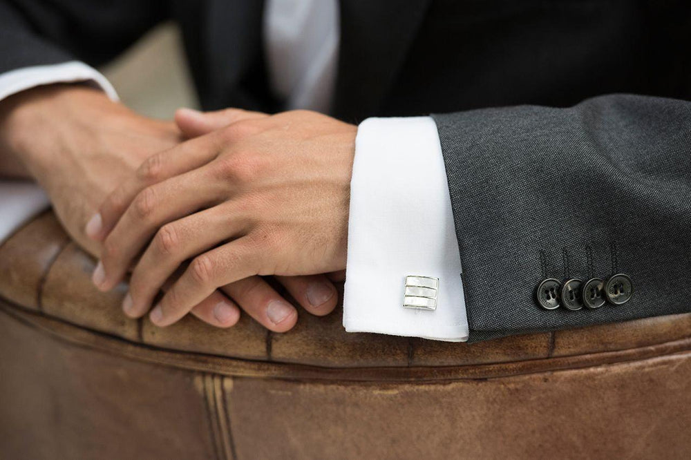 Gents Cufflinks, Mother of Pearl, Rhodium FORBES ***SALE***