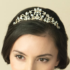 Gold Bridal Tiara Embellished with Crystals, Calypso By Ivory & Co.