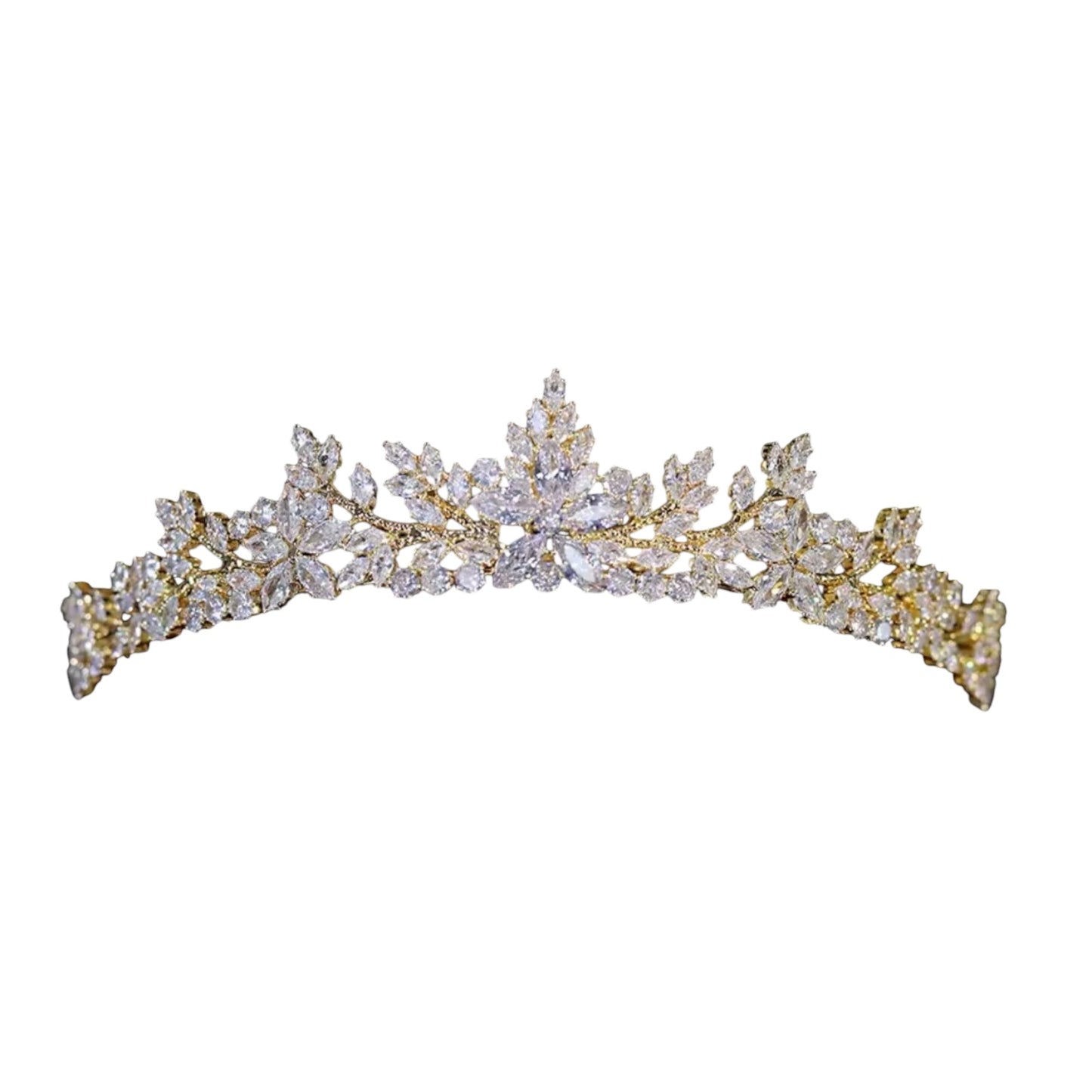 Sparkling Gold Crystal Tiara, Wedding Crown