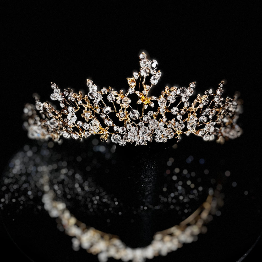 Gold Crystal Wedding Tiara, Brides and Bridesmaids, TT1001