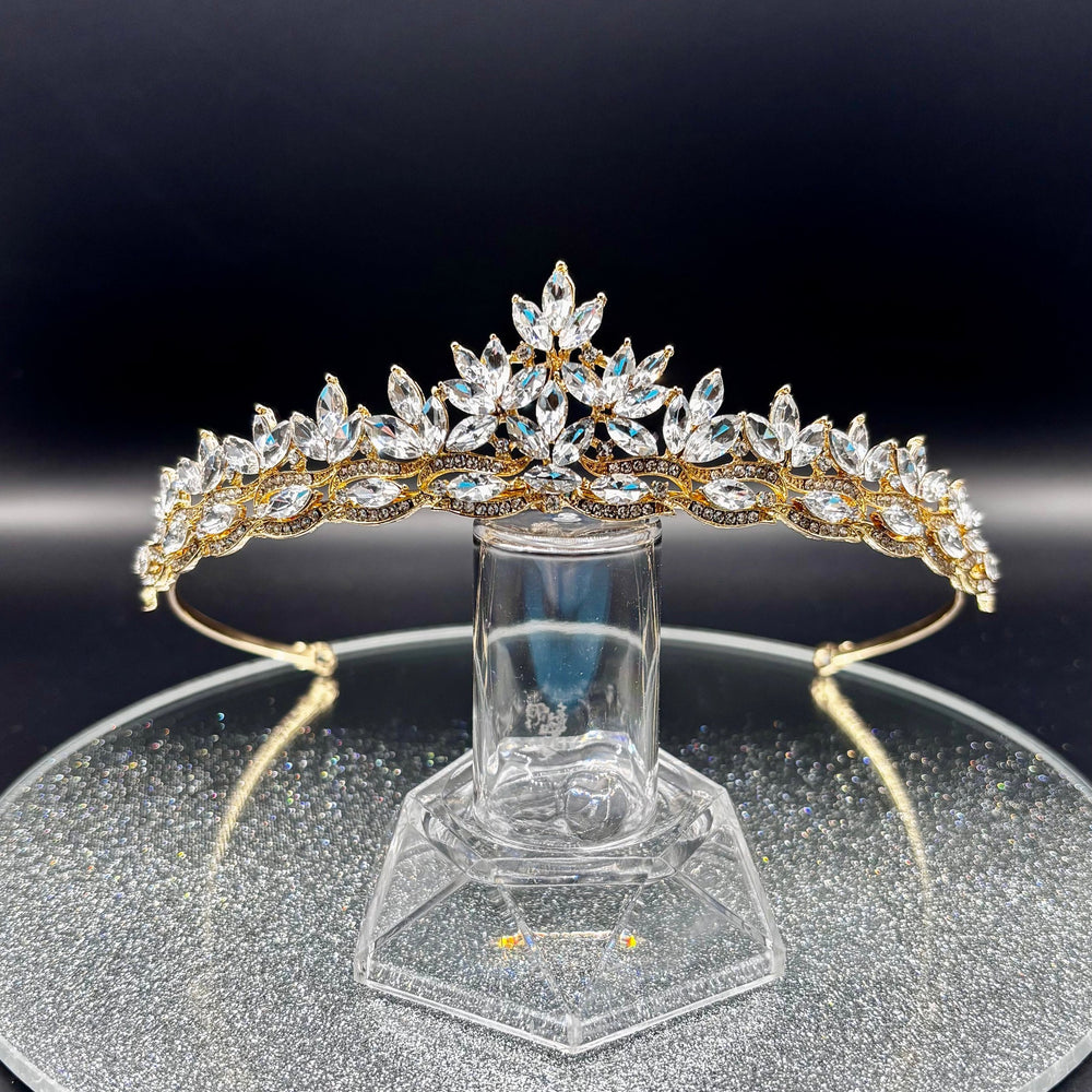 Gold Crystal Wedding Tiaras, Bridal Headdress, TT1025