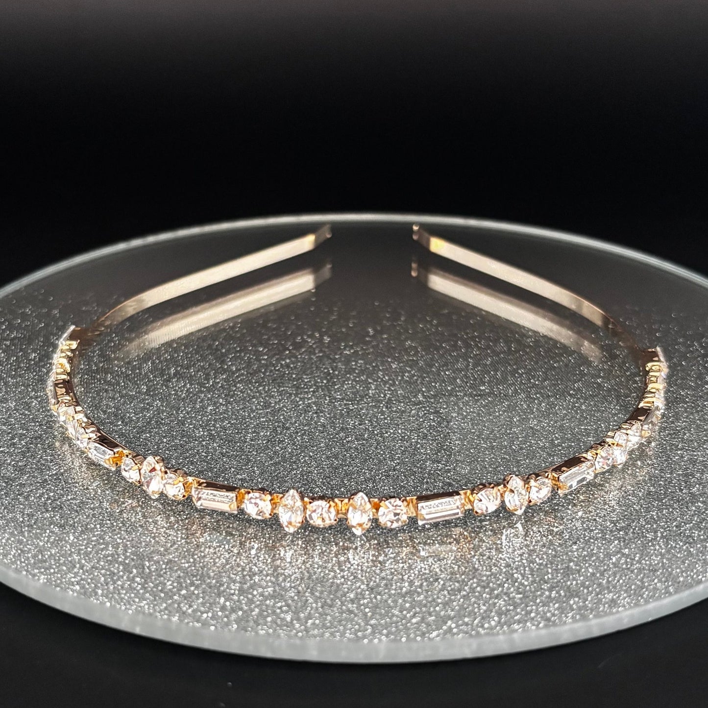 Gold Headband with Crystals, Bridesmaids & Flower Girls Headdress, TT1045 - Topknot Tiaras & Veils