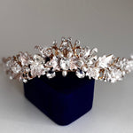 Gold & Silver Bridal Tiara with Crystals and Pearls, TT1004