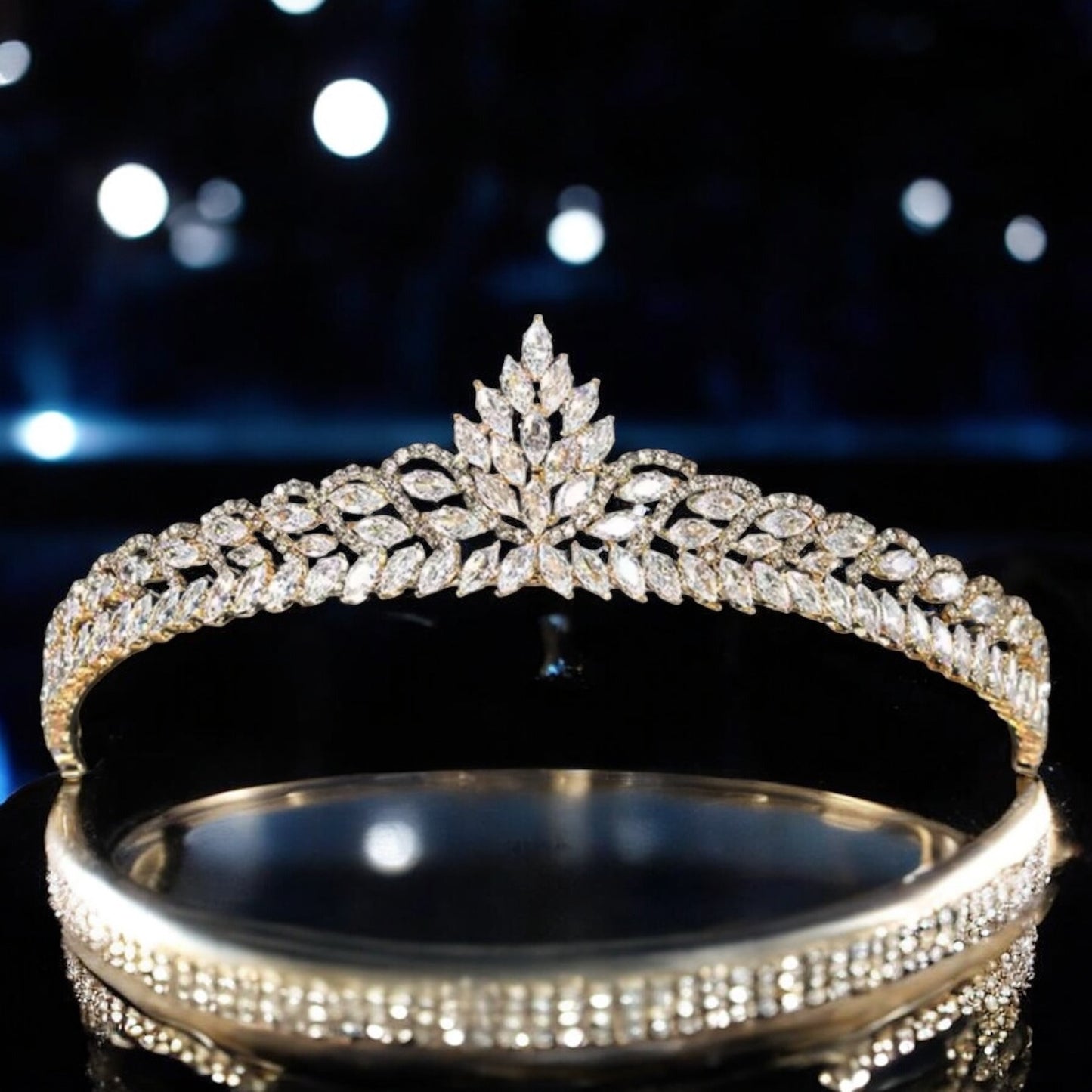 Sparkling Gold Crystal Tiara, Wedding Crown