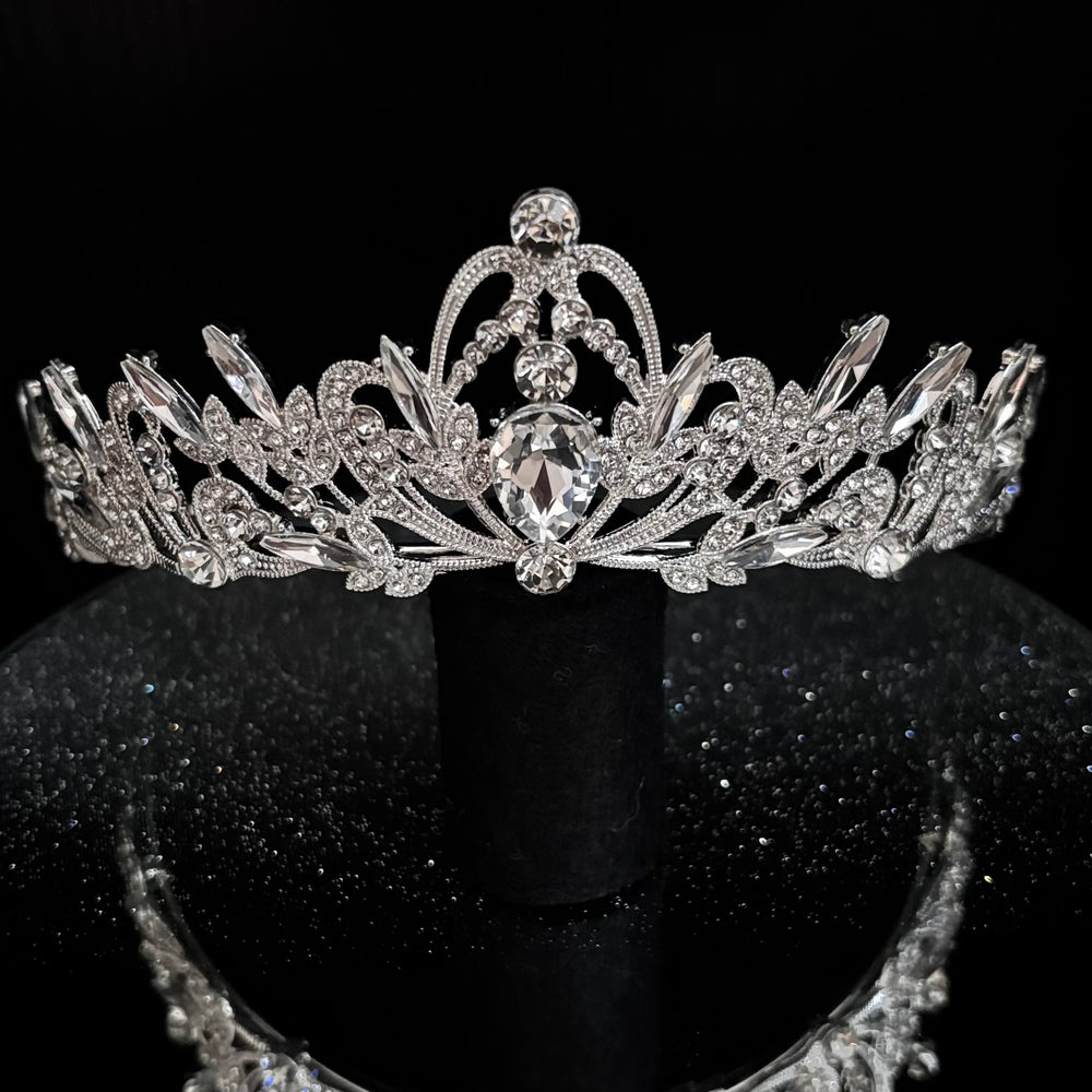 Silver Crystal Wedding Tiara, Brides Headdress, TT1005