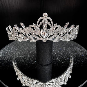 Silver Crystal Wedding Tiara, Brides Headdress, TT1005