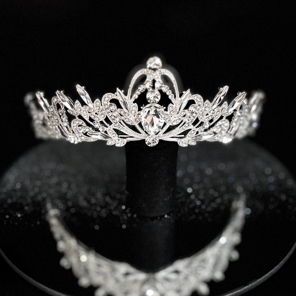 Silver Crystal Wedding Tiara, Brides Headdress, TT1005