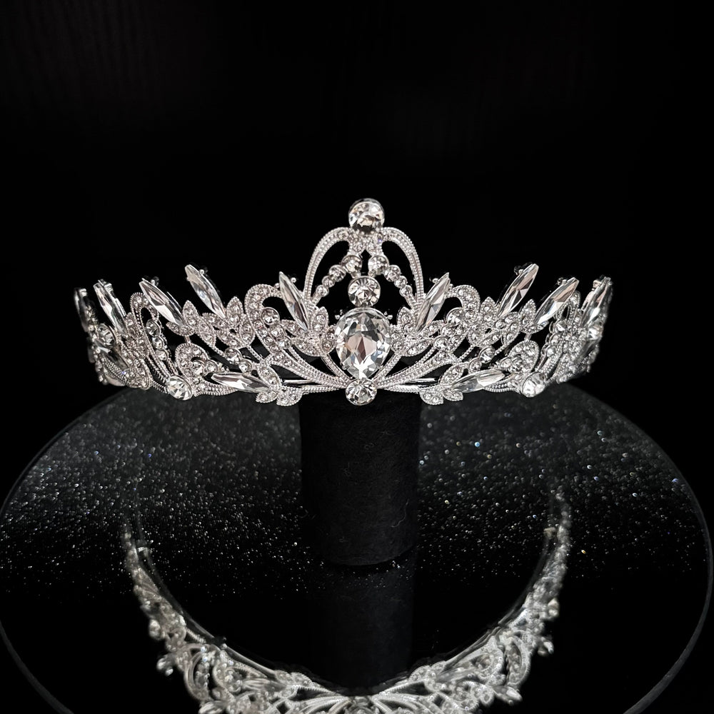 Silver Crystal Wedding Tiara, Brides Headdress, TT1005