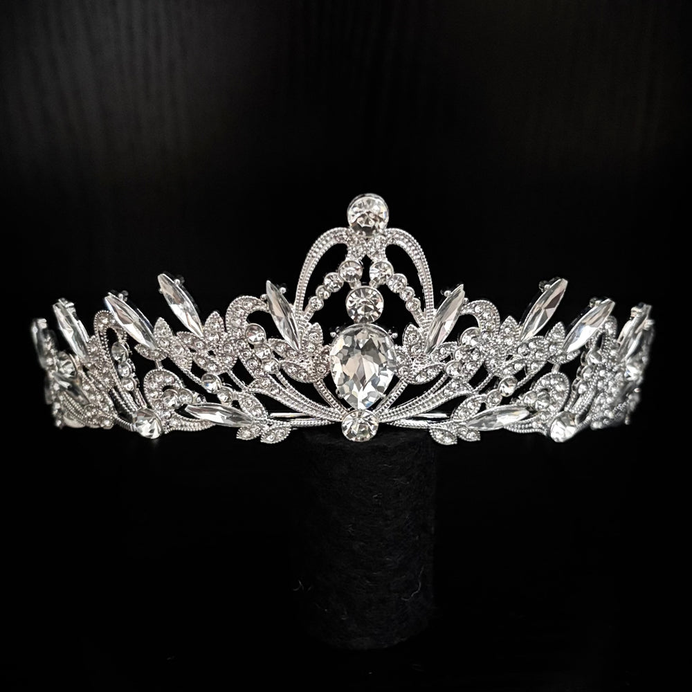 Silver Crystal Wedding Tiara, Brides Headdress, TT1005