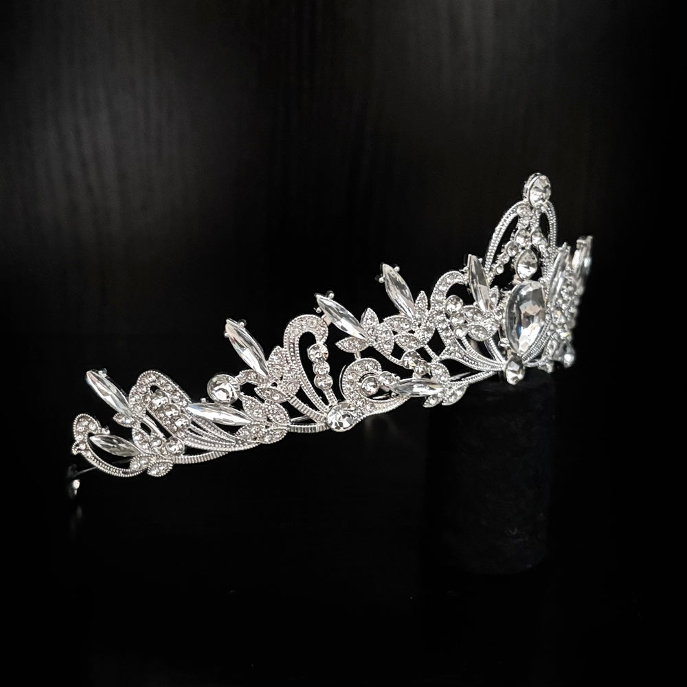 Silver Crystal Wedding Tiara, Brides Headdress, TT1005