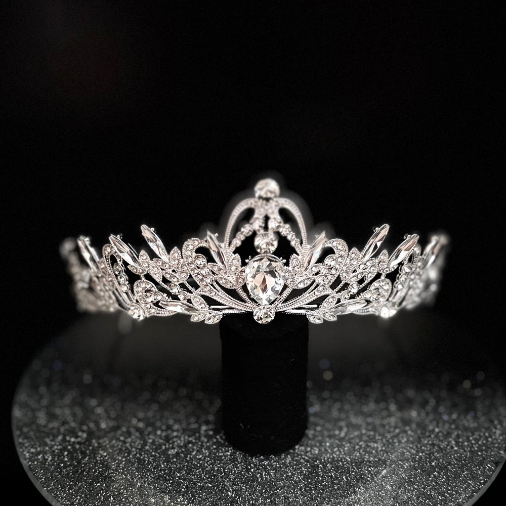 Silver Crystal Wedding Tiara, Brides Headdress, TT1005