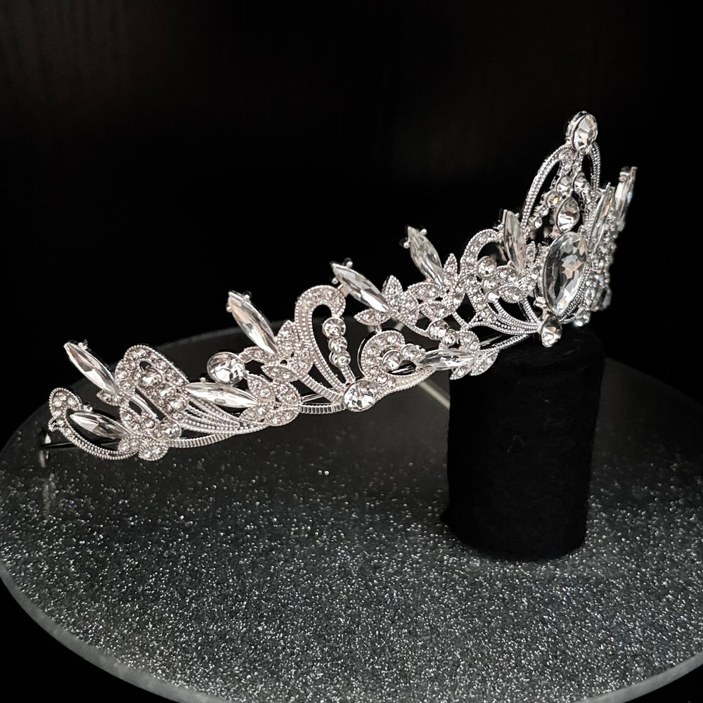 Silver Crystal Wedding Tiara, Brides Headdress, TT1005