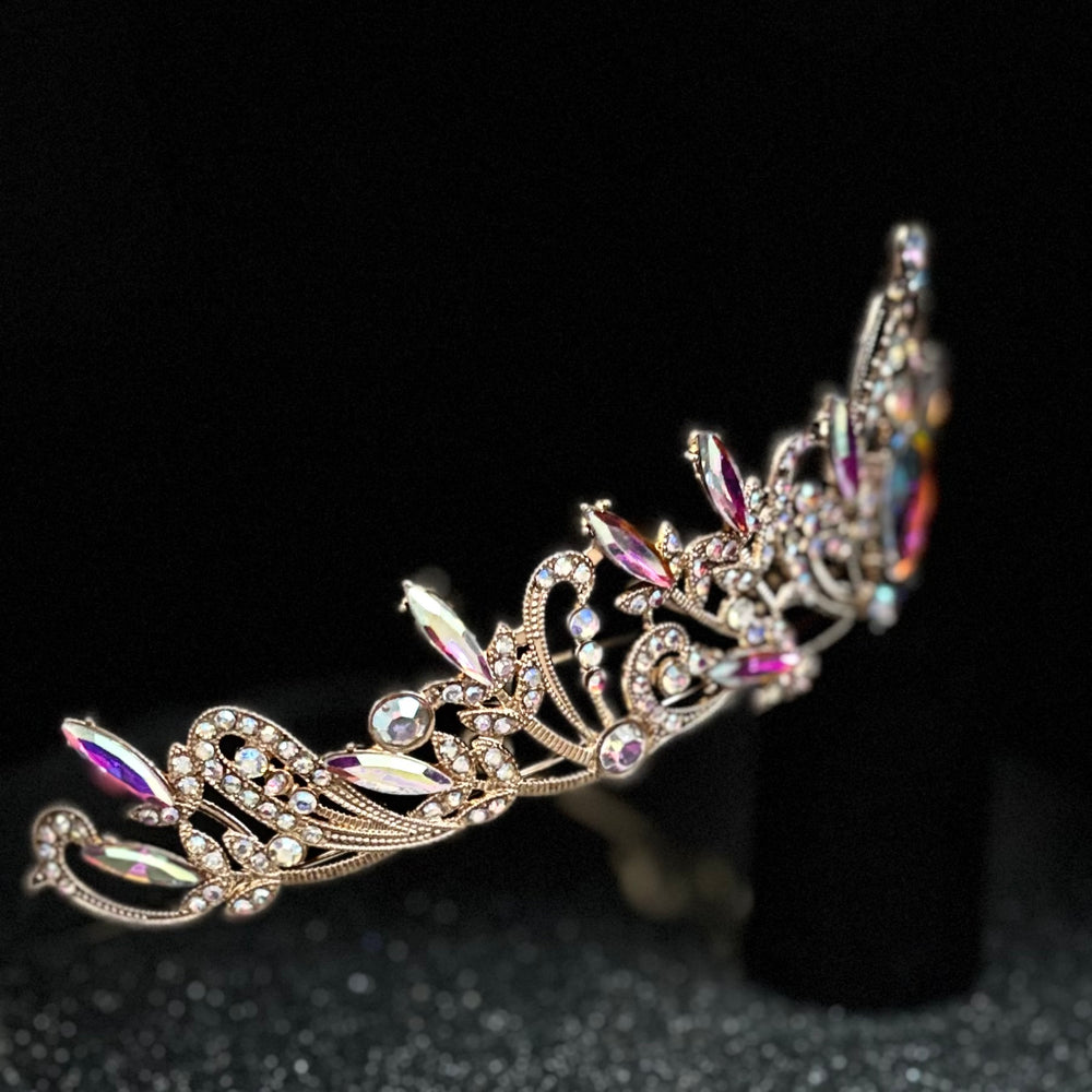 Gold Crystal Wedding Tiara, Brides Headdress, TT1006