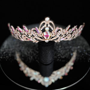 Gold Crystal Wedding Tiara, Brides Headdress, TT1006