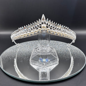 Pearl and Crystal Wedding Tiara, Bridal Headdress TT1012