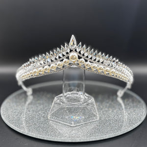 Pearl and Crystal Wedding Tiara, Bridal Headdress TT1012