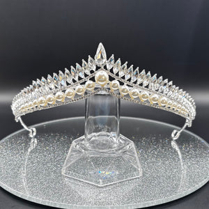 Pearl and Crystal Wedding Tiara, Bridal Headdress TT1012