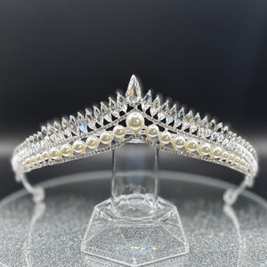 Pearl and Crystal Wedding Tiara, Bridal Headdress TT1012