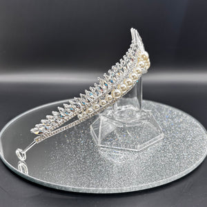 Pearl and Crystal Wedding Tiara, Bridal Headdress TT1012