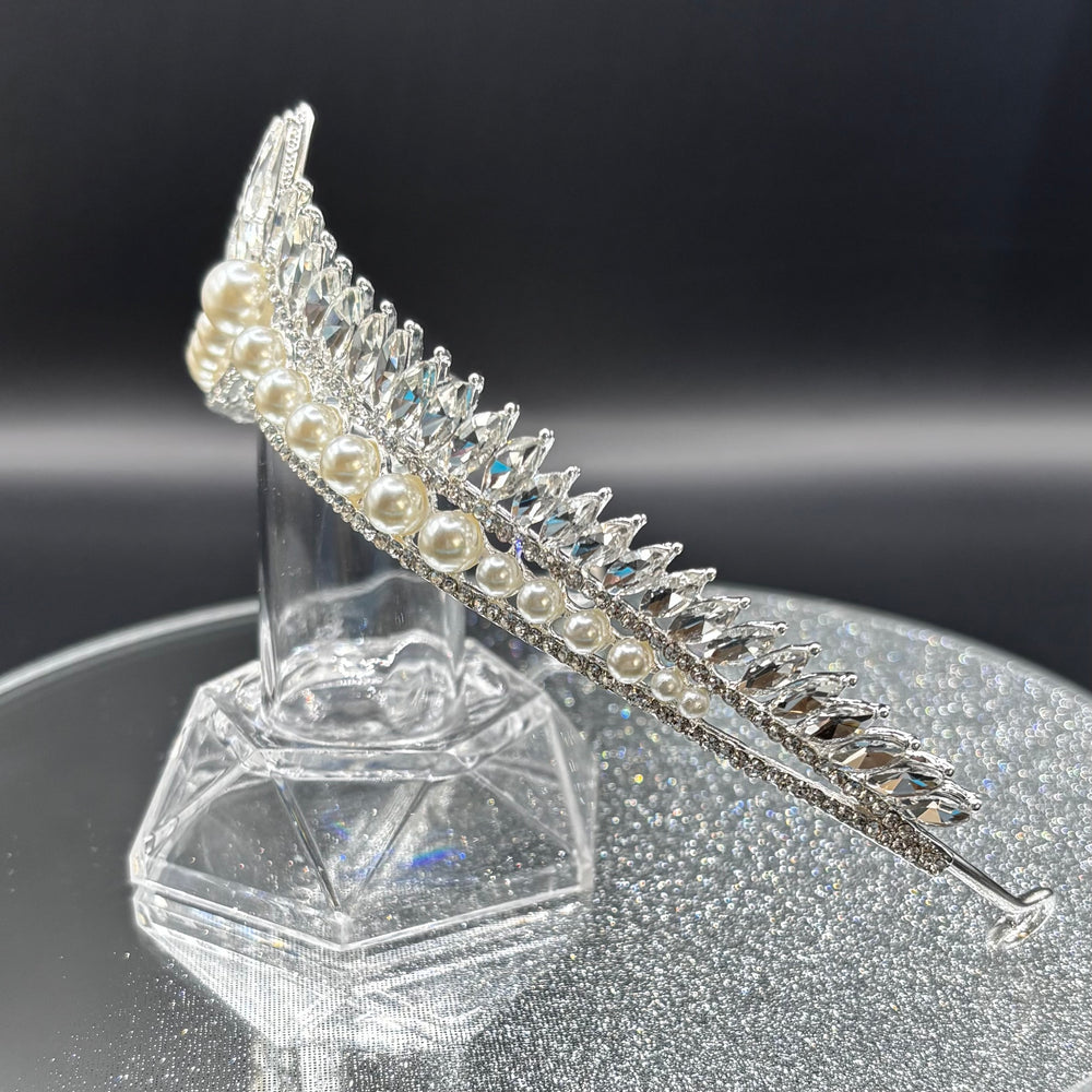 Pearl and Crystal Wedding Tiara, Bridal Headdress TT1012