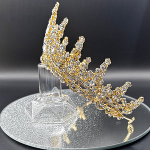 Gold Crystal Wedding Tiara, Bridal Headdress TT1019