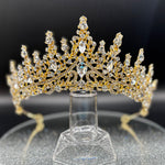 Gold Crystal Wedding Tiara, Bridal Headdress TT1019