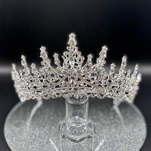 Silver Wedding Tiara with Crystals, Bridal Headdress TT1021