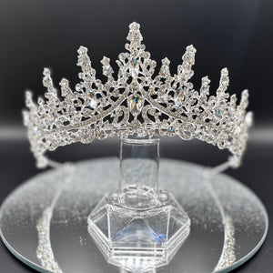 Silver Wedding Tiara with Crystals, Bridal Headdress TT1021