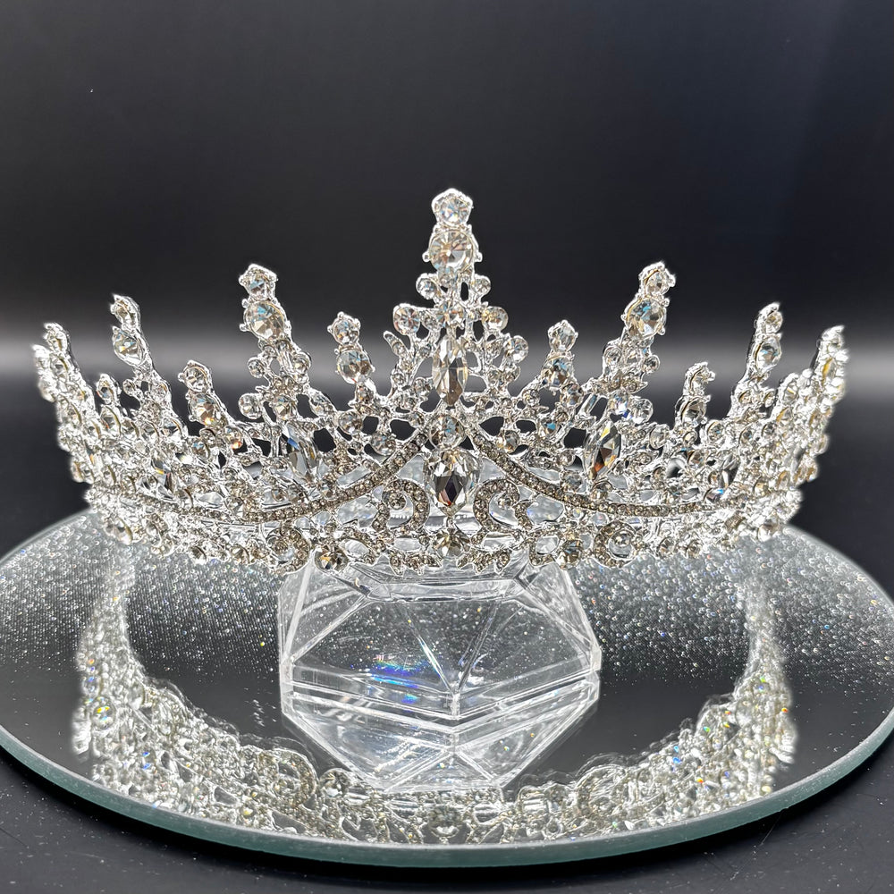 Silver Wedding Tiara with Crystals, Bridal Headdress TT1021