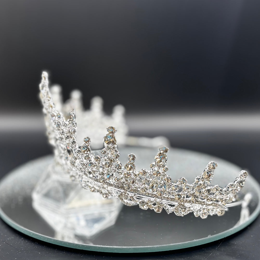 Silver Wedding Tiara with Crystals, Bridal Headdress TT1021