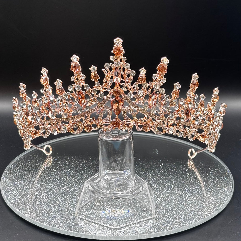 Rose Gold Wedding Tiara with Crystals, Bridal Headdress TT1020