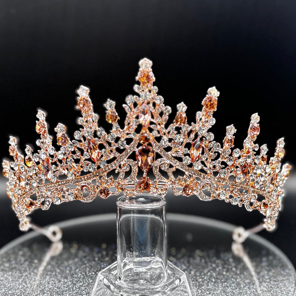 Rose Gold Wedding Tiara with Crystals, Bridal Headdress TT1020