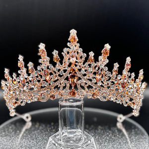 Rose Gold Wedding Tiara with Crystals, Bridal Headdress TT1020