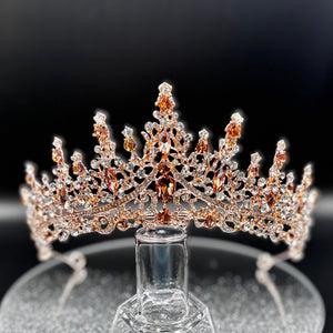 Rose Gold Wedding Tiara with Crystals, Bridal Headdress TT1020