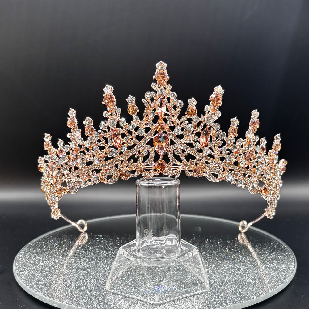 Rose Gold Wedding Tiara with Crystals, Bridal Headdress TT1020