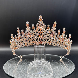 Rose Gold Wedding Tiara with Crystals, Bridal Headdress TT1020