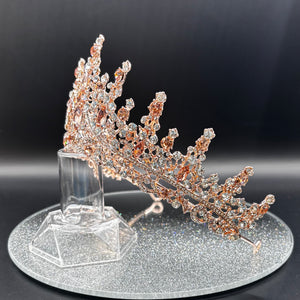 Rose Gold Wedding Tiara with Crystals, Bridal Headdress TT1020