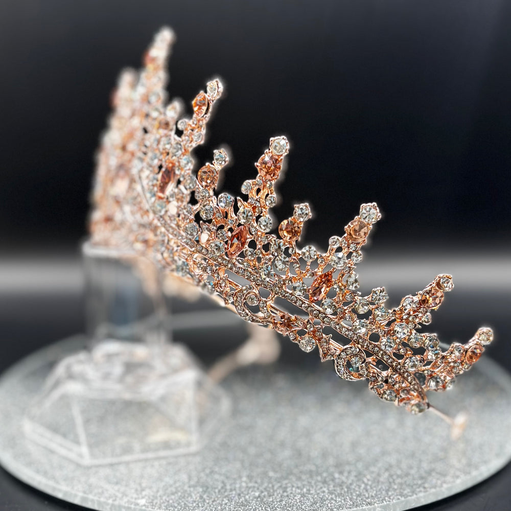 Rose Gold Wedding Tiara with Crystals, Bridal Headdress TT1020