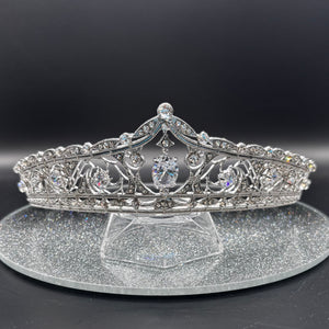 Silver Crystal Wedding Tiara, Brides Headdress, TT1017