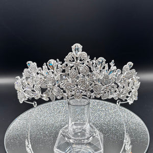 Silver Crystal Wedding Tiara, Bridal Headdress TT1011