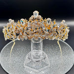 Gold Crystal Wedding Tiara, Bridal Headdress TT1010