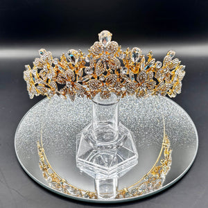 Gold Crystal Wedding Tiara, Bridal Headdress TT1010