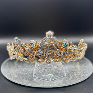 Gold Crystal Wedding Tiara, Bridal Headdress TT1010