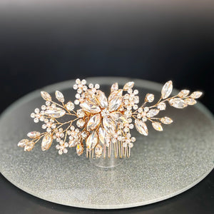 Gold Bridal Hair Comb Embellished with Crystals TT1055