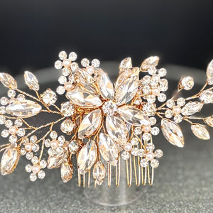 Gold Bridal Hair Comb Embellished with Crystals TT1055