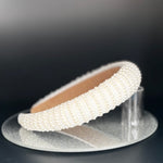 Ivory Satin & Pearl Headband, Pearl Bridal Headdress TT1049