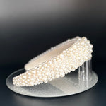 Pearl Wedding Headband, Ivory Satin Bridal Headdress TT1046