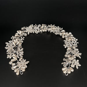 Silver Bridal Hair Vine with Diamantés and Pearls TT1057