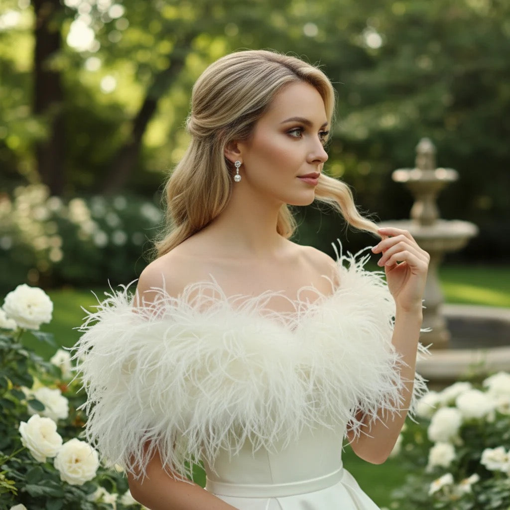 Ivory Marabou Feather Cape | Luxury Bridal Wrap